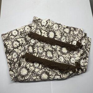 Opalhouse Jungalow Brown White Botanical Print Fringe Shower Curtain 72x72